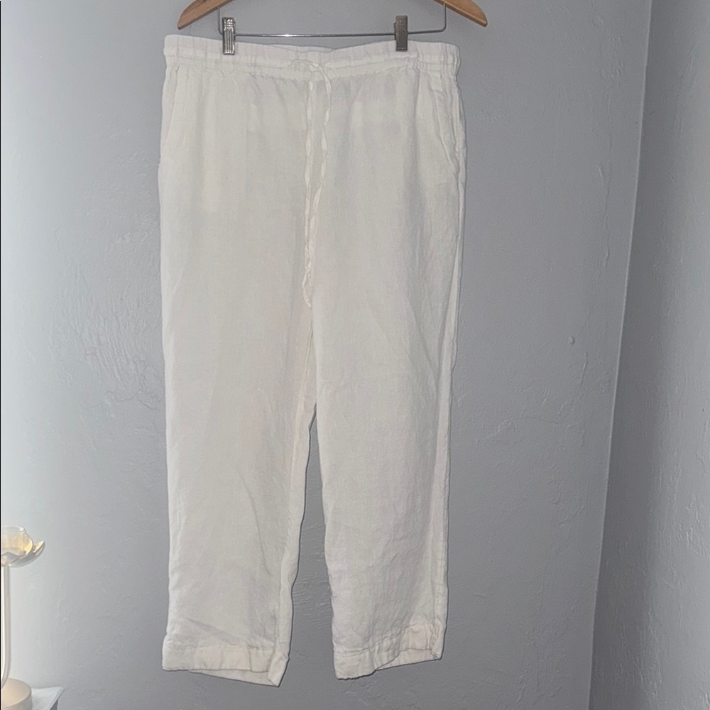 Linen White Joggers Lightweight Relaxed Fit 91